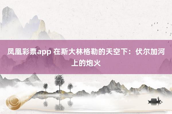 凤凰彩票app 在斯大林格勒的天空下：伏尔加河上的炮火