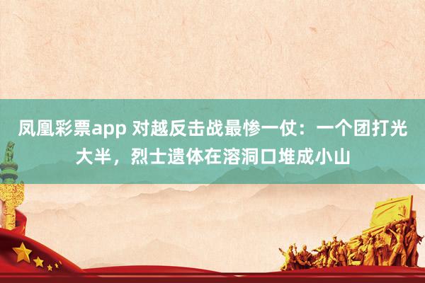 凤凰彩票app 对越反击战最惨一仗：一个团打光大半，烈士遗体在溶洞口堆成小山