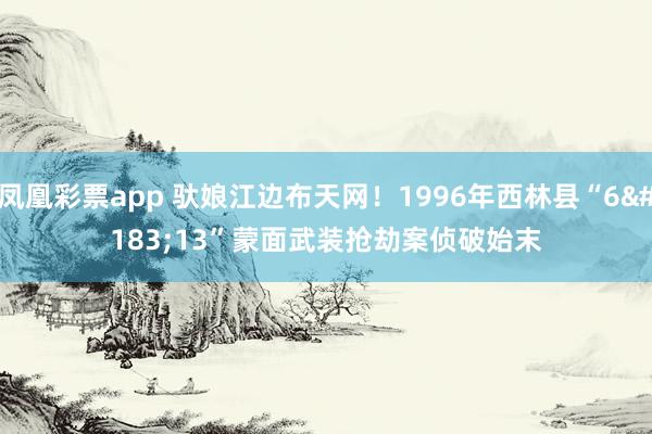 凤凰彩票app 驮娘江边布天网！1996年西林县“6·13”蒙面武装抢劫案侦破始末