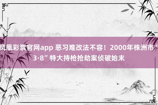 凤凰彩票官网app 恶习难改法不容！2000年株洲市“3·8”特大持枪抢劫案侦破始末