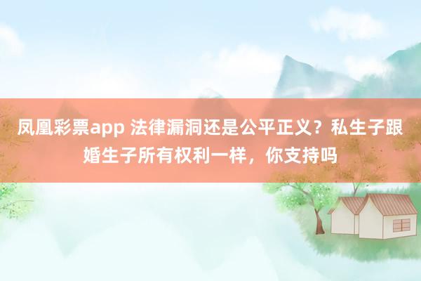 凤凰彩票app 法律漏洞还是公平正义？私生子跟婚生子所有权利一样，你支持吗