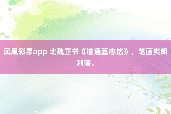 凤凰彩票app 北魏正书《遂通墓志铭》，笔画爽朗利落。