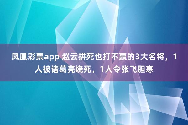 凤凰彩票app 赵云拼死也打不赢的3大名将,1人被诸葛亮烧死,1人令张飞胆寒