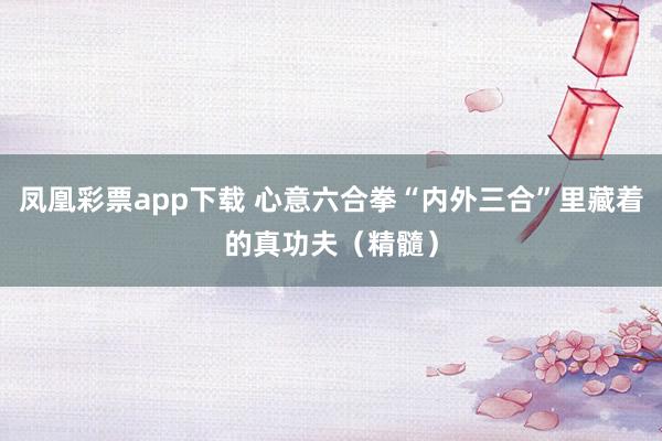 凤凰彩票app下载 心意六合拳“内外三合”里藏着的真功夫(精髓)
