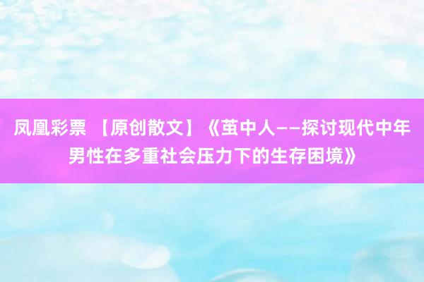 凤凰彩票 【原创散文】《茧中人——探讨现代中年男性在多重社会压力下的生存困境》