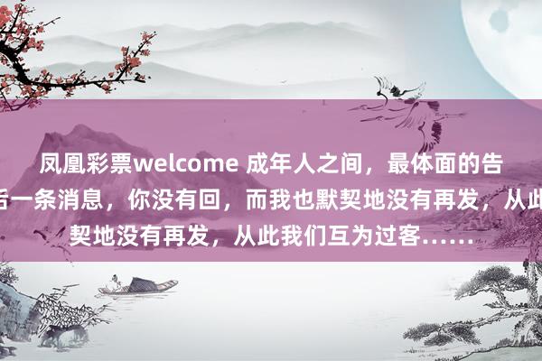凤凰彩票welcome 成年人之间,最体面的告别方式是:我的最后一条消息,你没有回,而我也默契地没有再发,从此我们互为过客……