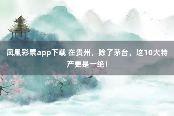 凤凰彩票app下载 在贵州，除了茅台，这10大特产更是一绝！