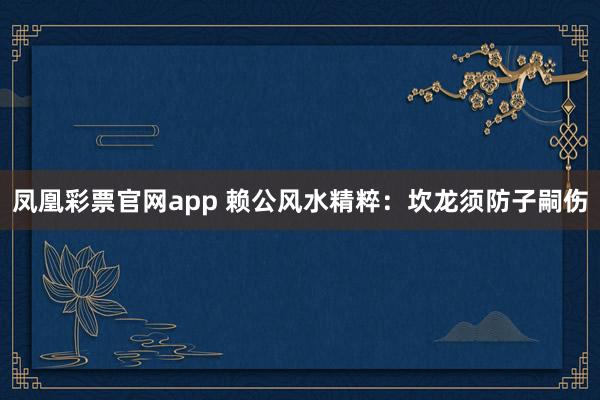 凤凰彩票官网app 赖公风水精粹：坎龙须防子嗣伤