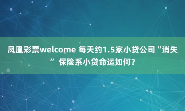 凤凰彩票welcome 每天约1.5家小贷公司“消失” 保险系小贷命运如何？