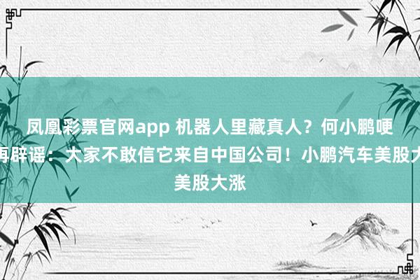 凤凰彩票官网app 机器人里藏真人？何小鹏哽咽再辟谣：大家不敢信它来自中国公司！小鹏汽车美股大涨