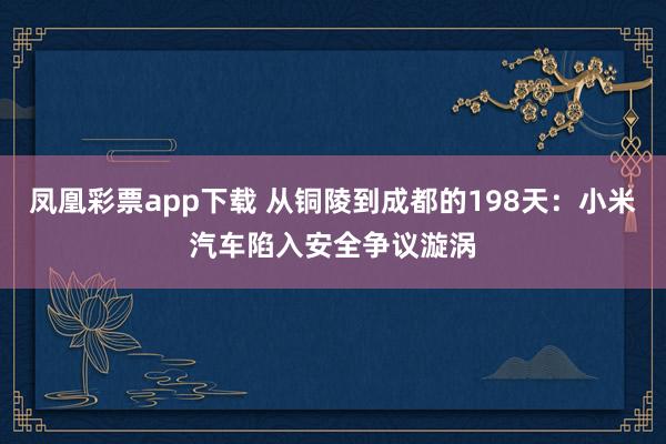 凤凰彩票app下载 从铜陵到成都的198天：小米汽车陷入安全争议漩涡