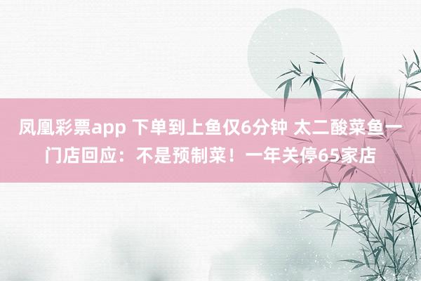凤凰彩票app 下单到上鱼仅6分钟 太二酸菜鱼一门店回应：不是预制菜！一年关停65家店