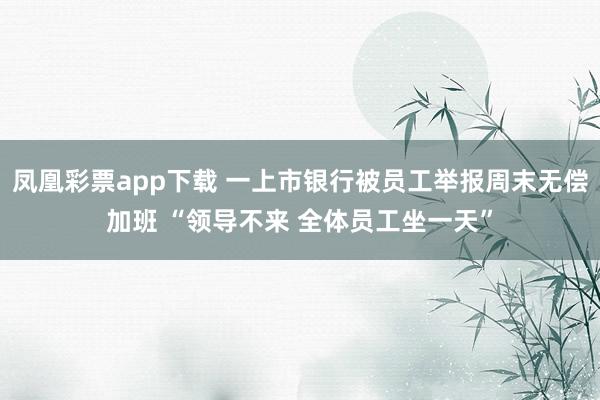 凤凰彩票app下载 一上市银行被员工举报周末无偿加班 “领导不来 全体员工坐一天”