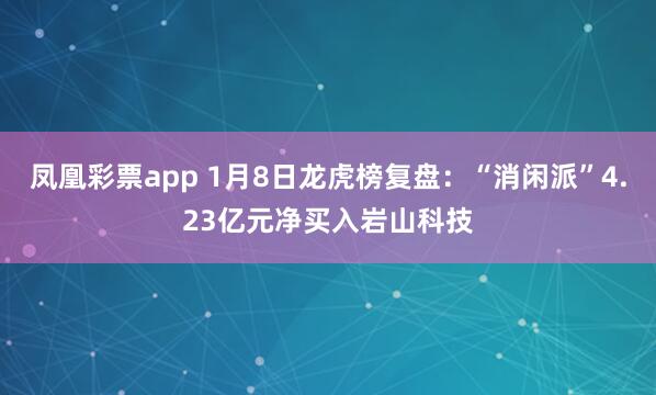 凤凰彩票app 1月8日龙虎榜复盘：“消闲派”4.23亿元净买入岩山科技