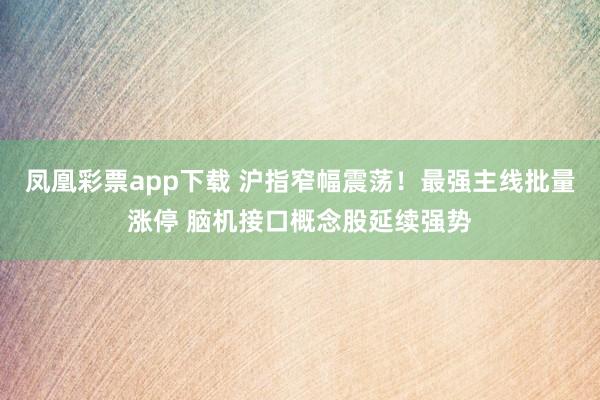 凤凰彩票app下载 沪指窄幅震荡！最强主线批量涨停 脑机接口概念股延续强势