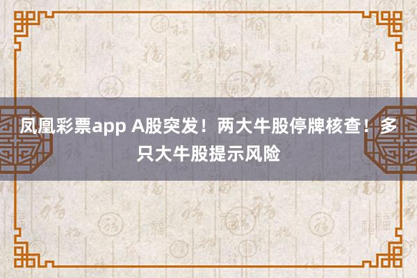 凤凰彩票app A股突发！两大牛股停牌核查！多只大牛股提示风险
