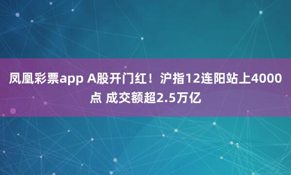凤凰彩票app A股开门红！沪指12连阳站上4000点 成交额超2.5万亿
