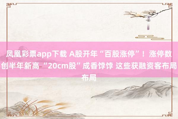 凤凰彩票app下载 A股开年“百股涨停”！涨停数创半年新高 “20cm股”成香饽饽 这些获融资客布局