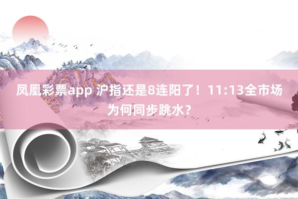 凤凰彩票app 沪指还是8连阳了！11:13全市场为何同步跳水？
