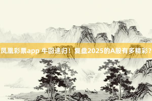 凤凰彩票app 牛回速归！复盘2025的A股有多精彩？