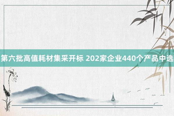 第六批高值耗材集采开标 202家企业440个产品中选