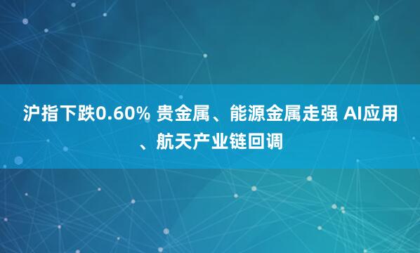 沪指下跌0.60% 贵金属、能源金属走强 AI应用、航天产业链回调