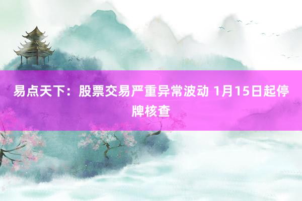 易点天下：股票交易严重异常波动 1月15日起停牌核查