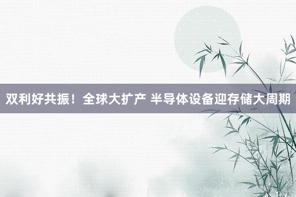 双利好共振！全球大扩产 半导体设备迎存储大周期