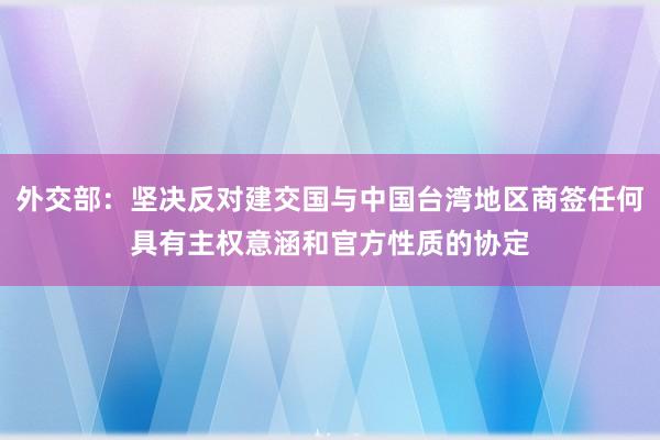 外交部：坚决反对建交国与中国台湾地区商签任何具有主权意涵和官方性质的协定