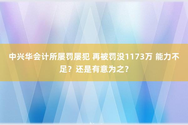 中兴华会计所屡罚屡犯 再被罚没1173万 能力不足？还是有意为之？