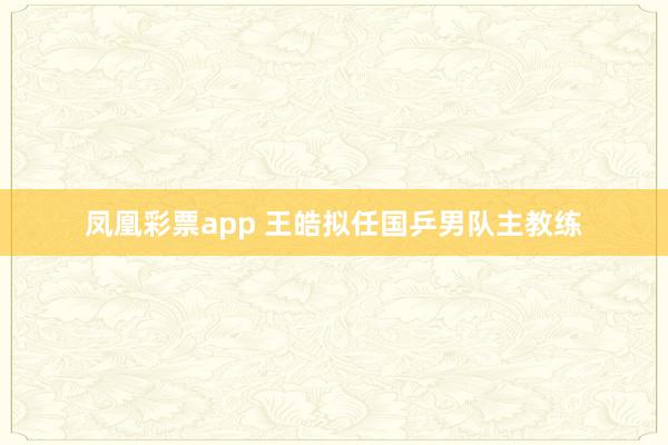 凤凰彩票app 王皓拟任国乒男队主教练