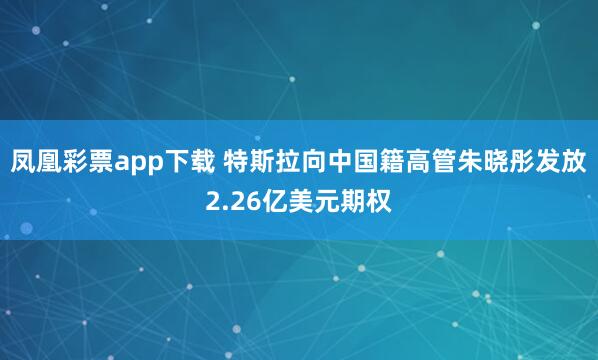 凤凰彩票app下载 特斯拉向中国籍高管朱晓彤发放2.26亿美元期权
