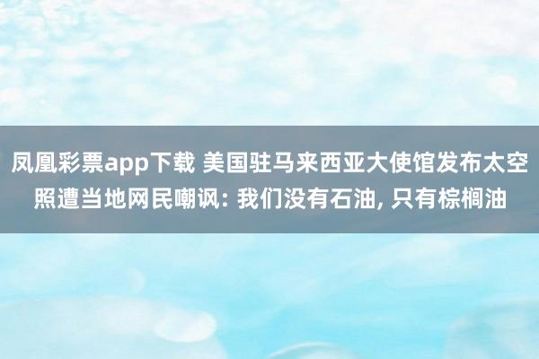 凤凰彩票app下载 美国驻马来西亚大使馆发布太空照遭当地网民嘲讽: 我们没有石油, 只有棕榈油