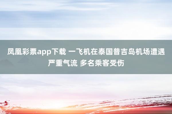 凤凰彩票app下载 一飞机在泰国普吉岛机场遭遇严重气流 多名乘客受伤