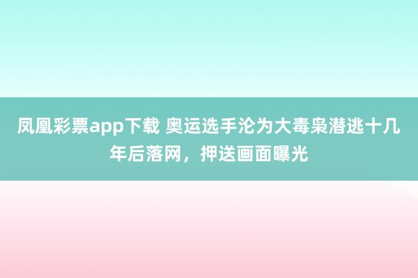凤凰彩票app下载 奥运选手沦为大毒枭潜逃十几年后落网，押送画面曝光
