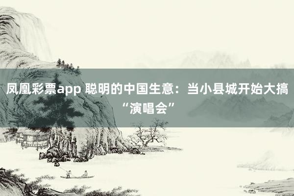 凤凰彩票app 聪明的中国生意：当小县城开始大搞“演唱会”