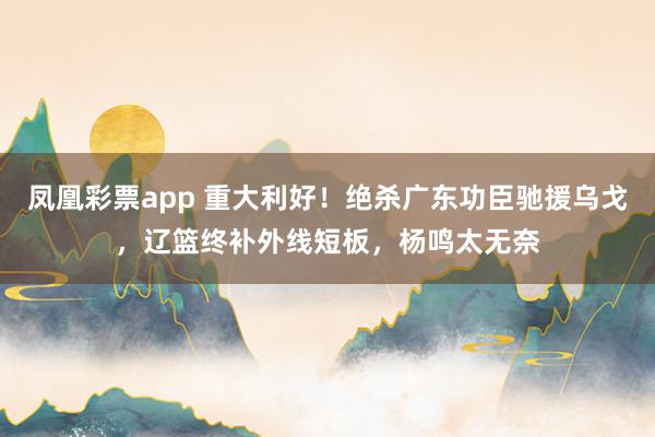 凤凰彩票app 重大利好!绝杀广东功臣驰援乌戈,辽篮终补外线短板,杨鸣太无奈
