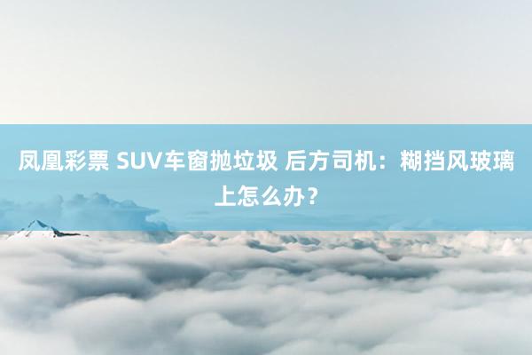 凤凰彩票 SUV车窗抛垃圾 后方司机:糊挡风玻璃上怎么办?