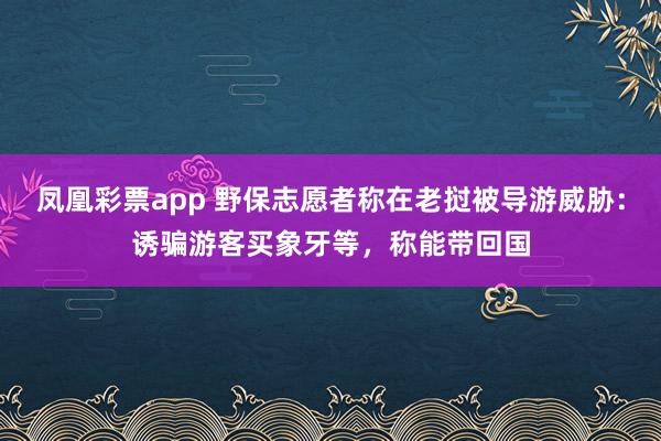 凤凰彩票app 野保志愿者称在老挝被导游威胁：诱骗游客买象牙等，称能带回国