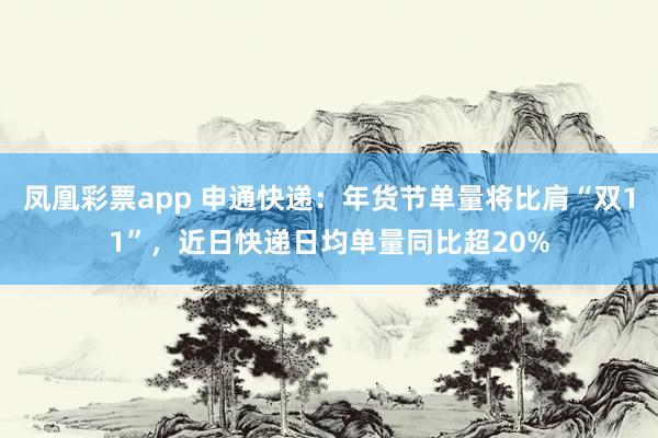 凤凰彩票app 申通快递:年货节单量将比肩“双11”,近日快递日均单量同比超20%
