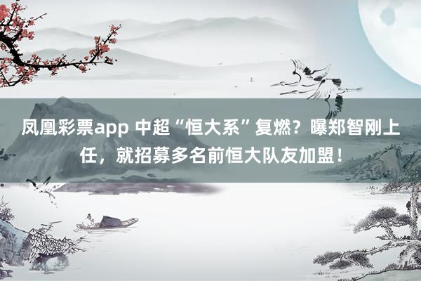 凤凰彩票app 中超“恒大系”复燃?曝郑智刚上任,就招募多名前恒大队友加盟!