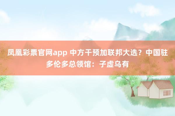 凤凰彩票官网app 中方干预加联邦大选？中国驻多伦多总领馆：子虚乌有