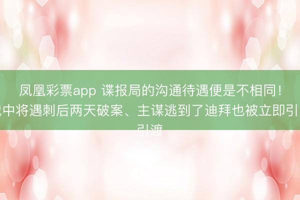 凤凰彩票app 谍报局的沟通待遇便是不相同!俄中将遇刺后两天破案、主谋逃到了迪拜也被立即引渡