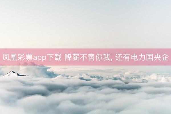 凤凰彩票app下载 降薪不啻你我， 还有电力国央企